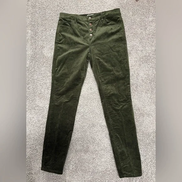 LOFT Forest Green Corduroy Skinny Pants - Picture 1 of 4